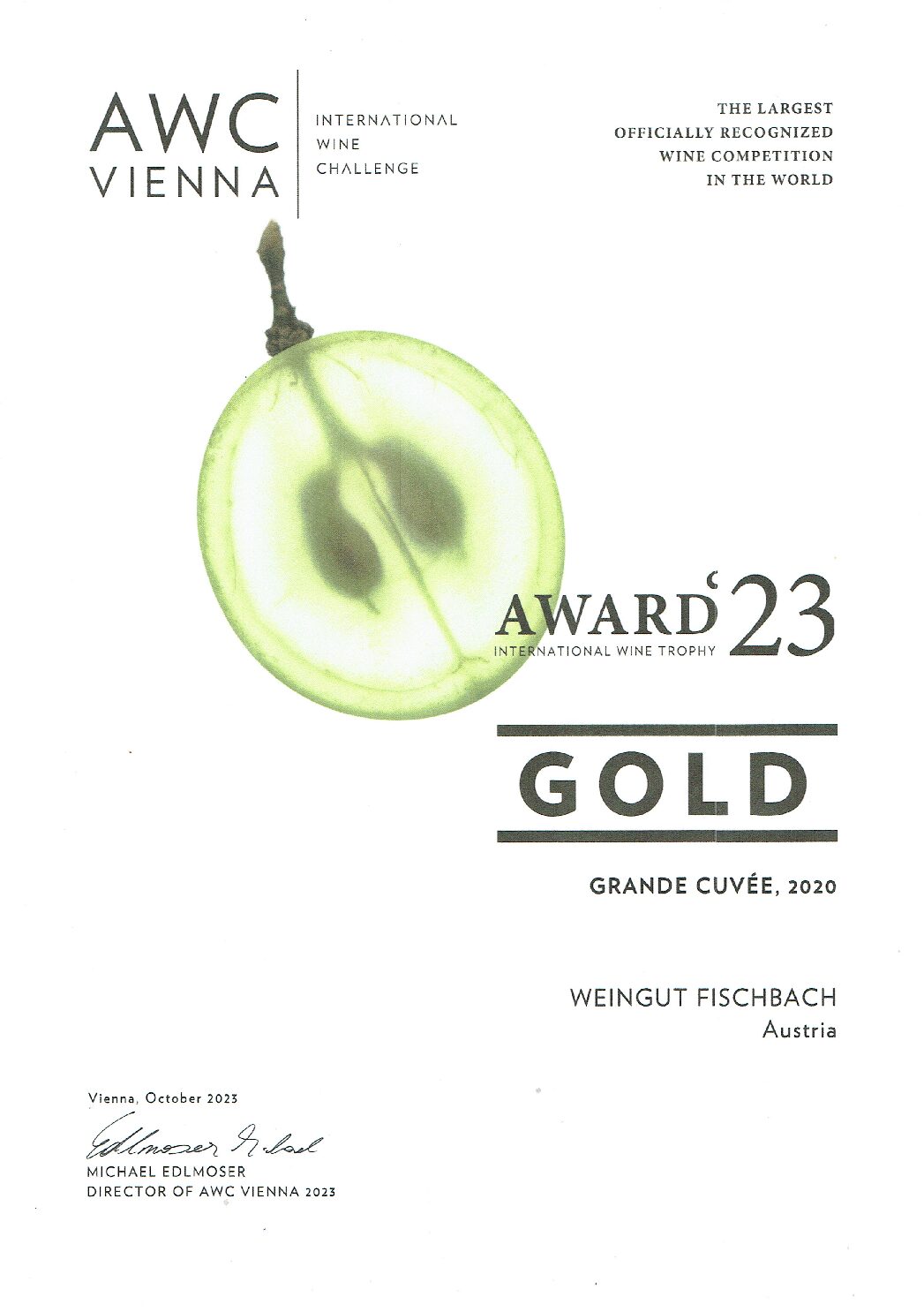 Featured image for “AWC Gold für unseren Grande Cuvée 2020”